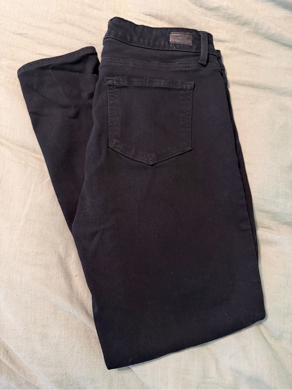 Paige Jeans Womens 32 Black Hoxton Ankle Distressed Knee Stretch Denim Pants